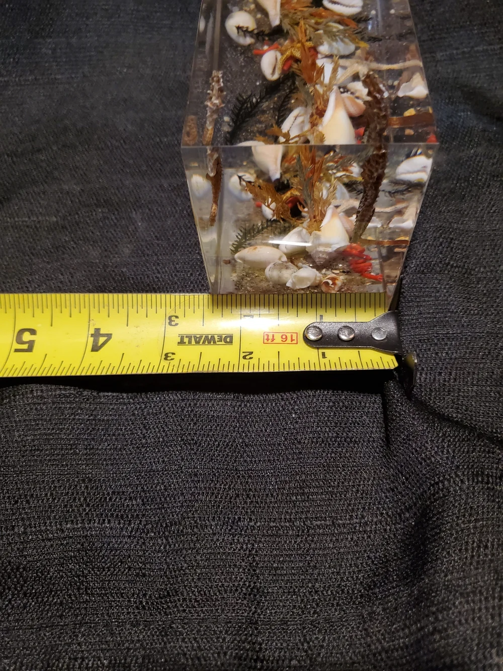 Vintage Mid-Century Canadian Lucite Seahorse Acrylic Block Paperweight